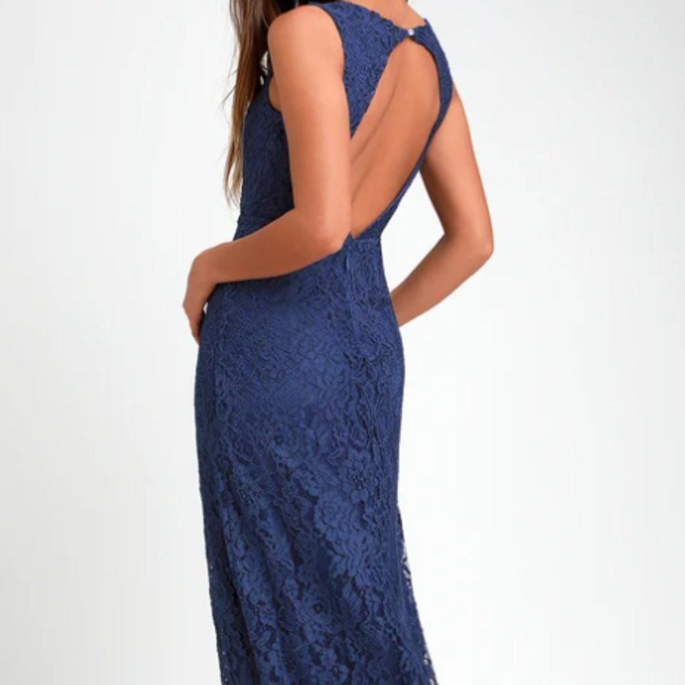 Lulu's Navy Blue Lace Maxi Dress